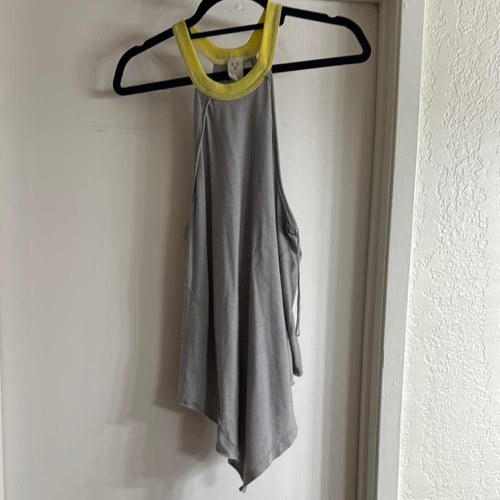 Free People Gray and Yellow Tank Top